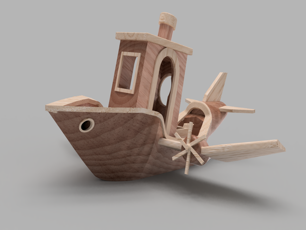 benchplane benchy plane 3d airplane boat seaplane 3D print model - Mito3D