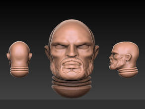 war pattern baldness fantasy sci-fi male head dnd miniature warhammer 40k 3d print model - Mito3D