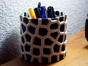 multi-material de voronoi copa taça extrusora dupla extrusão arte da matemática multicolor multimaterial office organização escritório do lápis 3d print model - Mito3D