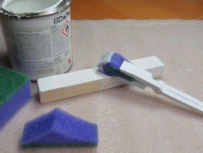 diy pincel de esponja cozinha escova grampo cabo da suporte espuma gadget invenção titular 3d print model - Mito3D