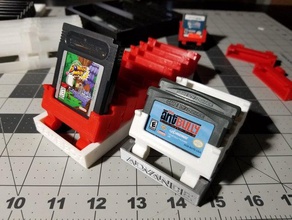 flip forward game boy +advance cartridge holders - uses 175mm filament hinge pins gameboy advance nintendo 3d print model - Mito3D