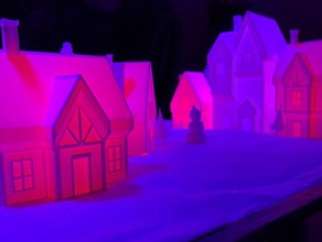 pequeño pueblo de navidad edificio la decoración casa adorno hollidays el led miniatura del paisaje lámpara noche lamparita ciudad invierno 3d print model - Mito3D