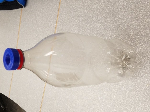 modified cap turning two-liter bottle into sharps disposal container 3D print model - Mito3D
