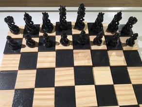 beauty beast influenced spiral chess set bigbadbison thingiverse 3d print model - Mito3D