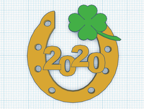2 versiones de herradura 2020 shamrock feliz año nuevo amuleto la suerte 3d print model - Mito3D