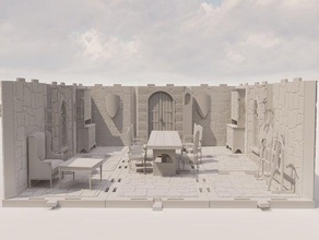 pared de castillo medieval los sueños - proyecto kickstarter tablero la mesa 3d print model - Mito3D
