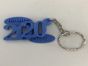 key ring happy new year 2020 french 3d print model - Mito3D