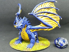 blue dragon 28mm tabletop roleplay dnd dungeons dragons miniature roleplaying 3d print model - Mito3D