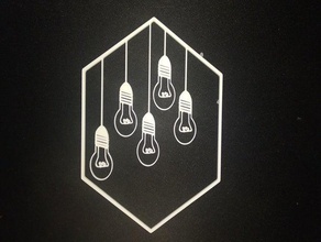 100hex light bulb 2d art lightbulb 3d print model - Mito3D