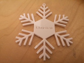 customizable snowflake ornament christmas 3d print model - Mito3D