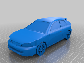 hatchback car civic ek9 honda type r moving parts one print single toy 3d print model - Mito3D