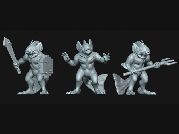 uomini pesce 28mm in miniatura acquatici frullatore dagon dnd koi locathah i tritoni sirene miniature monster pathfinder rpg sahuagin 3D print model - Mito3D