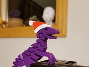 flexi raptor chapéu de papai noel natal dino dinossauro festiva férias santa velociraptor 3d print model - Mito3D