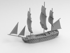92-gun ship line fire sails 3d printing age sail battleship black seas napoleonic naval miniature wargames pirate wargaming 3d print model - Mito3D