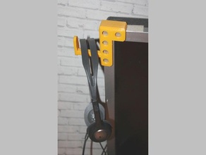 monitor headphones hanger holder headphone hook headset mount lcd 3d print model - Mito3D