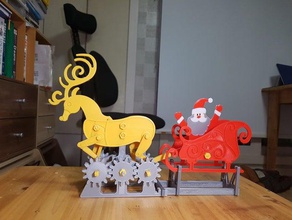 santa rudolf otomata Noel kızak mekanik oyuncak 3d print model - Mito3D