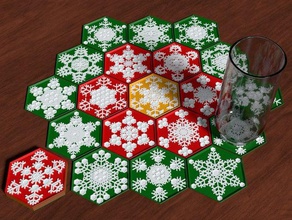 snowflake coasters beverage coaster christmas drink winter 3d print model - Mito3D