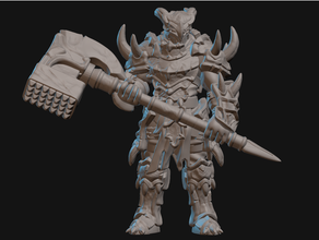 armored barbarian miniature 3dprintable dungeons dragons fantasy goliath tabletop 3d print model - Mito3D