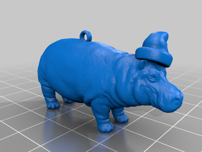christmas hippo ornament hippopotamus 3d print model - Mito3D
