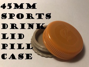 larger sports drink lid pill case 45mm box container gatorade geocache geocaching pillbox stash 3d print model - Mito3D