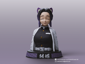 shinobu kochou kimetsu não yaiba anime personagem de do busto fanart a figura figurine kimetsunoyaiba mangá esculpir escultura 3d print model - Mito3D