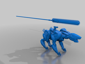 cyber mastiff chainsword - underhiver dp inquisimunda cão de caça necromunda 3d print model - Mito3D