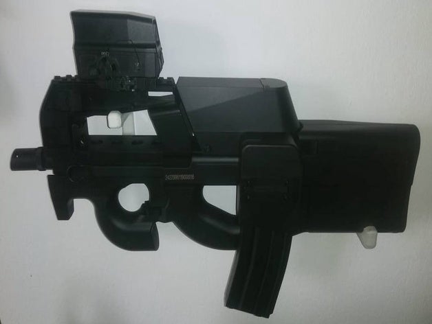 p90 wall mount airsoft drum mag 3D print model - Mito3D