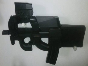 p90 montage mural airsoft tambour mag support 3d print model - Mito3D