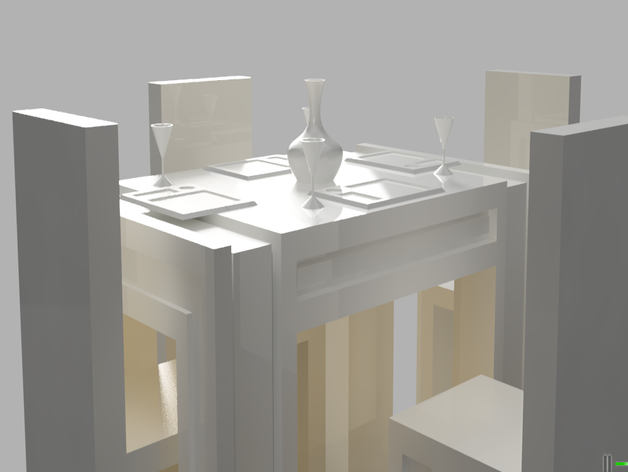 table & chair set furniture glass mini miniature model tabletop 3D print model - Mito3D