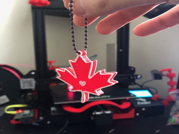 canada maple leaf keychain heart 3D print model - Mito3D