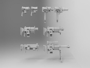 interstellar army staplers 28mm handgun miniature pistol rifle scifi shotgun smg sniper wargaming 3d print model - Mito3D