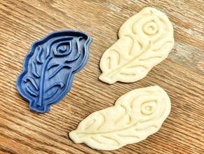 peacock feather cookie cutter cookies peahen sugar 3d print model - Mito3D