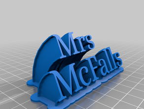 mon personnalisée de balayage 2 lignes plaque nom mcfalls texte personnalisé 3d print model - Mito3D