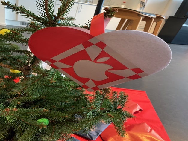 tressé logo apple de noël du cœur les fêtes ornement lasercut 3D print model - Mito3D