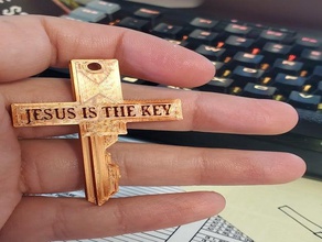 jesus key cross keychain 3d print model - Mito3D