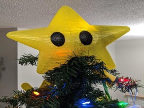 resliced mario power star árbol de adorno el navidad la invencibilidad estrella los hermanos poder super bros 3d print model - Mito3D