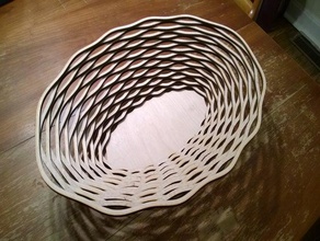 laser cut oval bowl basket lasercut plywood wood 3d print model - Mito3D