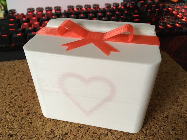 scatola regalo con il cuore box 3D print model - Mito3D