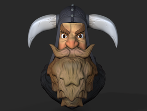 stylized viking bust cartoon face zbrush 3d print model - Mito3D