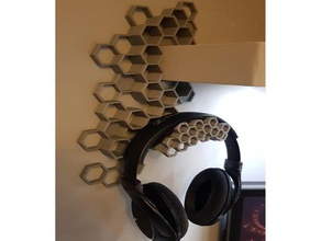 hexagon stylized headphone mount 58mm shelf headphones hanger holder 3d print model - Mito3D