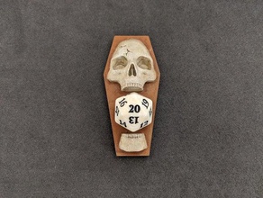 d20 skull coffin life point counter black d&d dice dnd magic gathering mtg 3d print model - Mito3D