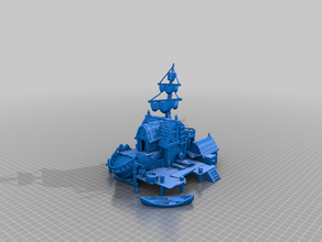 sea tavern - wrecked ship terrain low poly dnd island shack shipwreck 3d print model - Mito3D