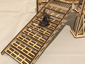 long staircases 3mm laser cut mdf ply 28mm 40k cutter terrain necromunda wargame wargaming warhammer 3d print model - Mito3D