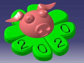 gl cksbringer 2020 klee schweinchen kleeblatt Schwein neue Jahr 3d print model - Mito3D