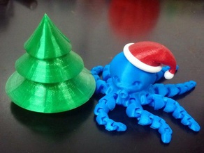 santa hat Weihnachten Weihnachts-Dekorationen cute octopus 3d print model - Mito3D