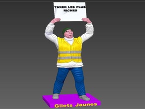 yellow vests france gilets jaunes manifest protest protestant protestations tax taxes 3d print model - Mito3D