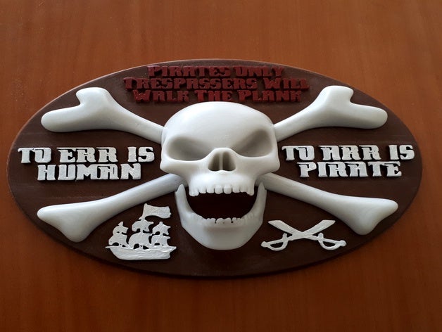 pirate art decoration emblem ship sign skull 3D print model - Mito3D