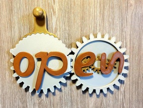 open closed sign geared - remix 3d print model - Mito3D