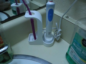 manuel + la brosse à dents électrique stand salle de bains le brossage titulaire oral-b porte-brosse 3d print model - Mito3D