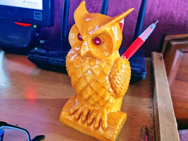 owl pen holder pencil stand 3D print model - Mito3D